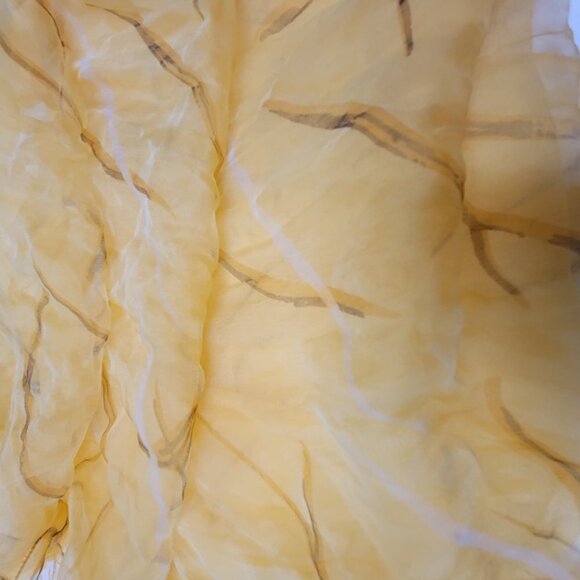 Double Layer Yellow Silk Rectangular Scarf - Picture 6 of 8